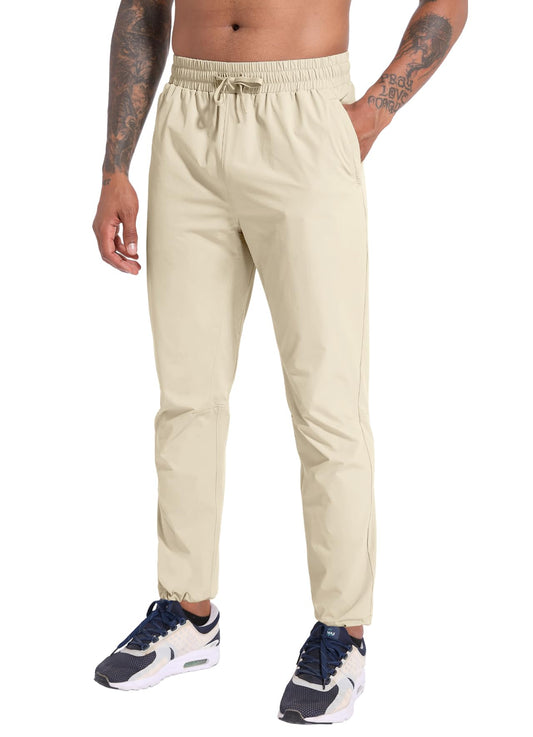 Boyzn Mens Athletic Workout Pants, Lightweight Outdoor Waterproof Golf Hiking Pants, Quick Dry Gym Jogging Sweatpants for Men