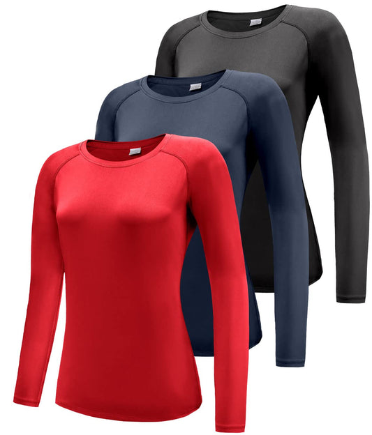 Boyzn 1, 3 or 5 Pack Women's Long Sleeve T Shirts Quick Dry UPF 50+ Sun Protection Shirts Athletic Exercise Gym Yoga T-Shirts