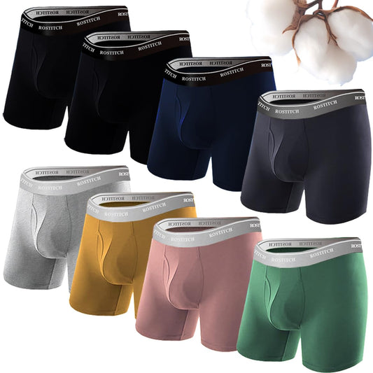 Men's Boxer Briefs, Soft and Breathable Upgrade cotton men‘s underwear with Fly, Super elasticity mens underwear