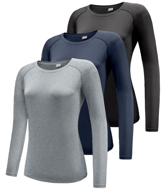Boyzn 1, 3 or 5 Pack Women's Long Sleeve T Shirts Quick Dry UPF 50+ Sun Protection Shirts Athletic Exercise Gym Yoga T-Shirts